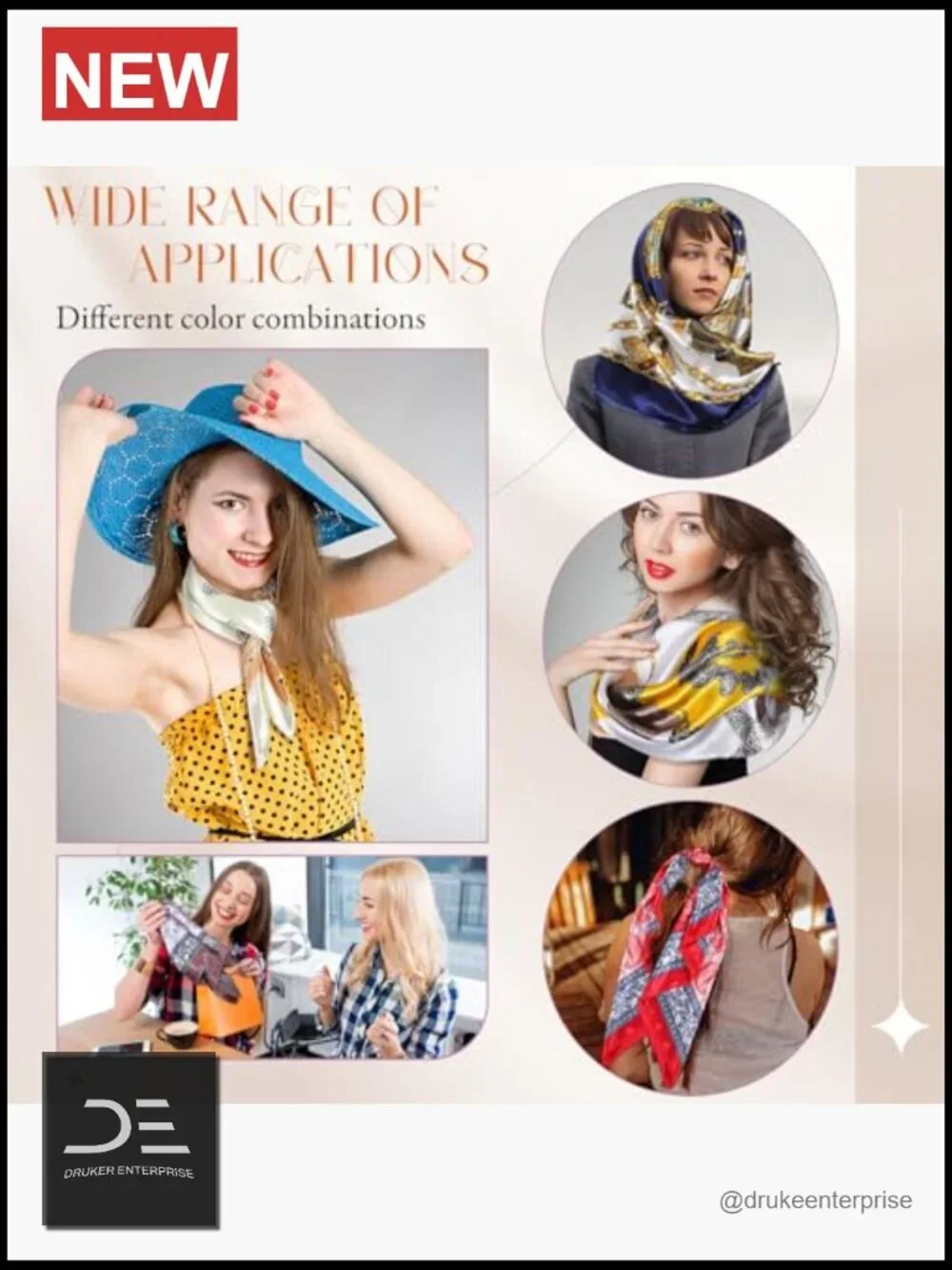 12-Piece 35-Inch Satin Head Scarf Square Silk-Like Large Hair Wrapping Scarf